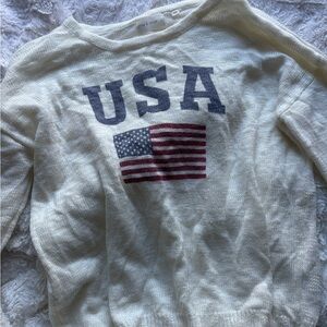 Cozy Cream USA Flag Sweater